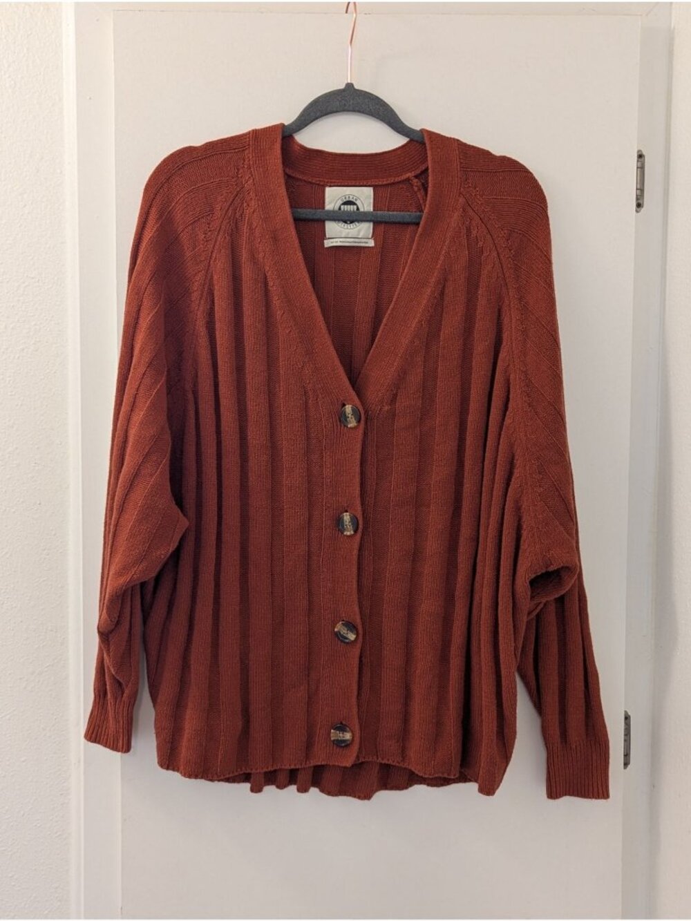 Urban Outfitters Rust Orange Button-Up Cardigan Sweater M